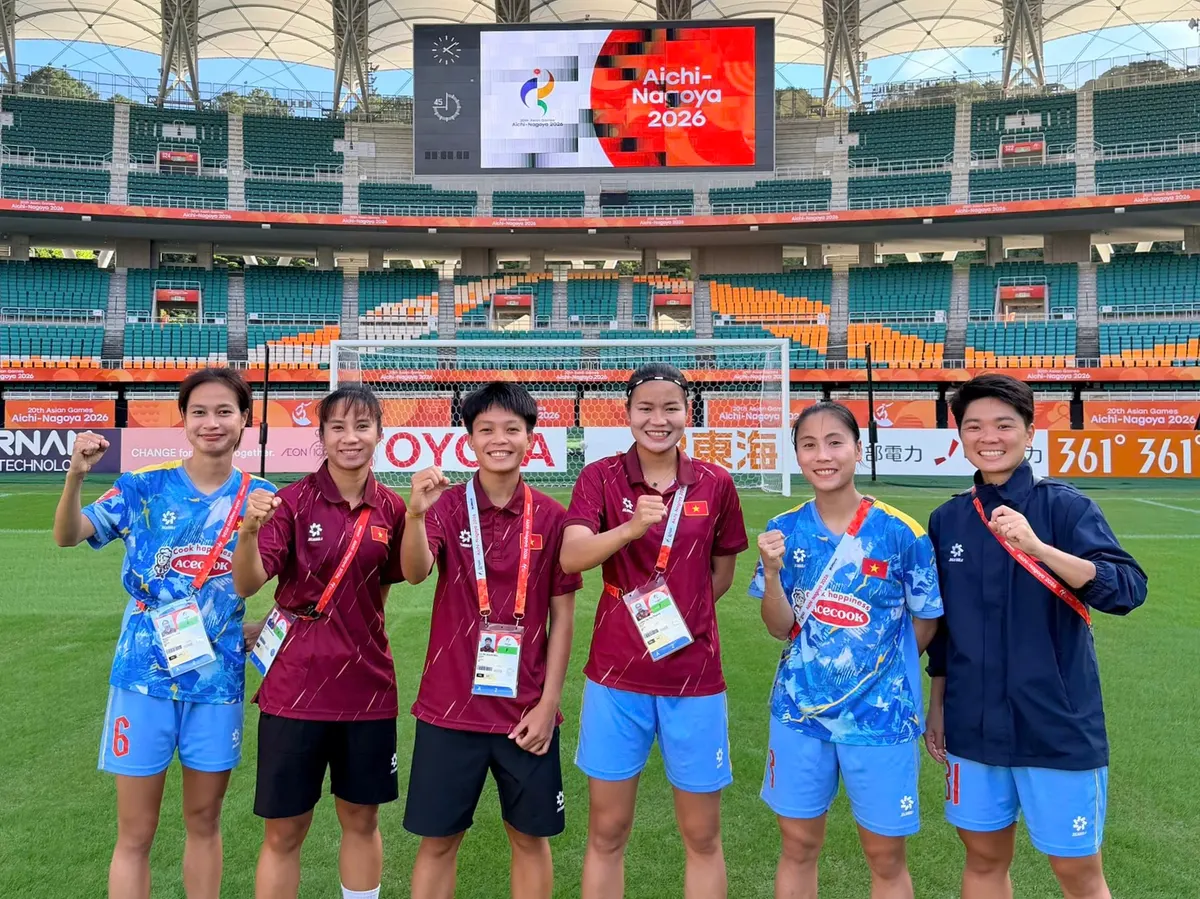 Các cầu thủ đội tuyển nữ Việt Nam trong buổi tập chuẩn bị cho ASIAD 2026 tại Nhật Bản
