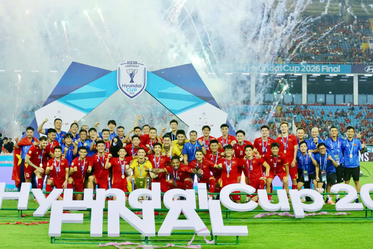 Các cầu thủ đội tuyển Việt Nam ăn mừng chức vô địch ASEAN Championship 2026