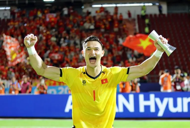 Ảnh minh họa từ VFF về thủ môn Lê Giang Patrik trong trận chung kết lượt đi ASEAN Cup 2026