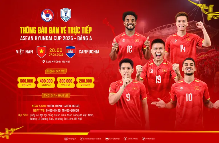 Poster bán vé trận Việt Nam gặp Campuchia tại Mỹ Đình